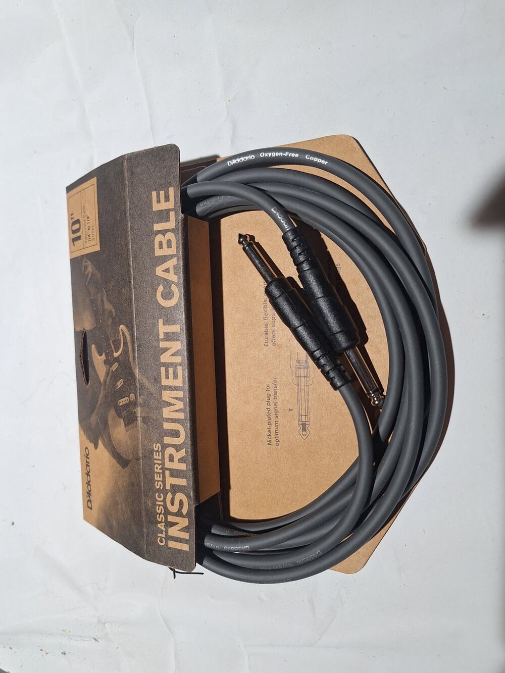 D’Addario PW-CGT-10 Classic Series 10' Instrument Cable 1/4" TS Guitar Cord New